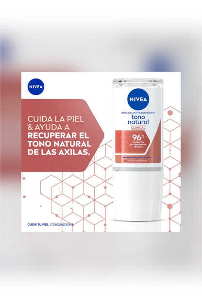 NIVEA TONO NATURAL CLINICAL ANTITRANSPIRANTE EN ROLL ON 50ML