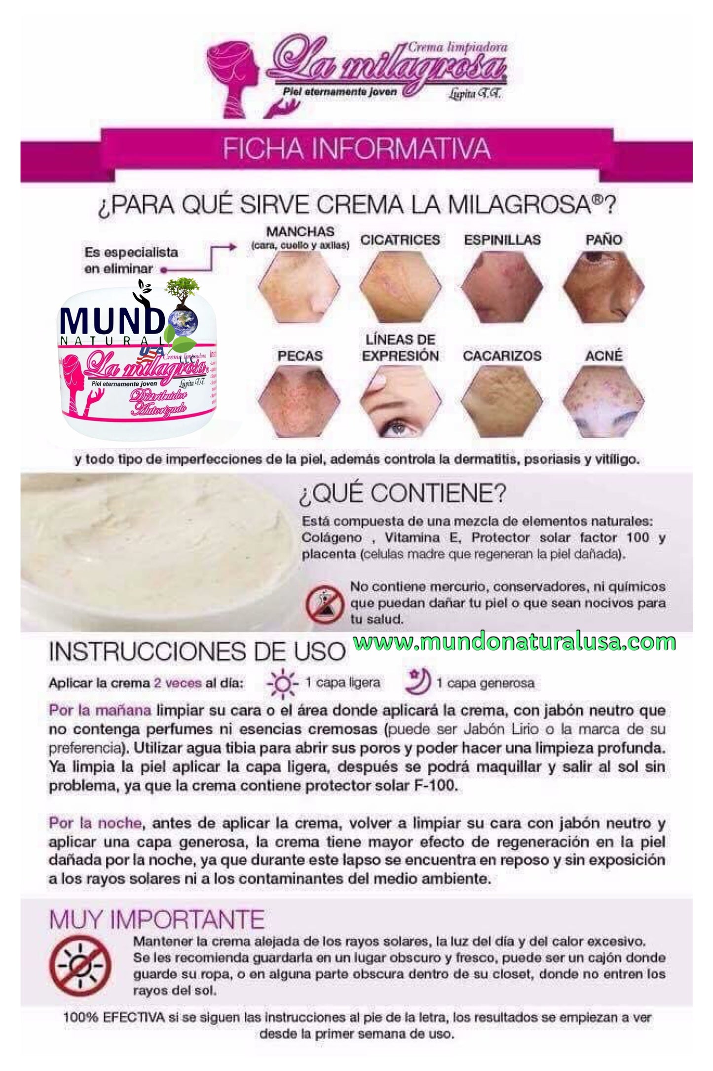 1- La Milagrosa crema facial - crema facial