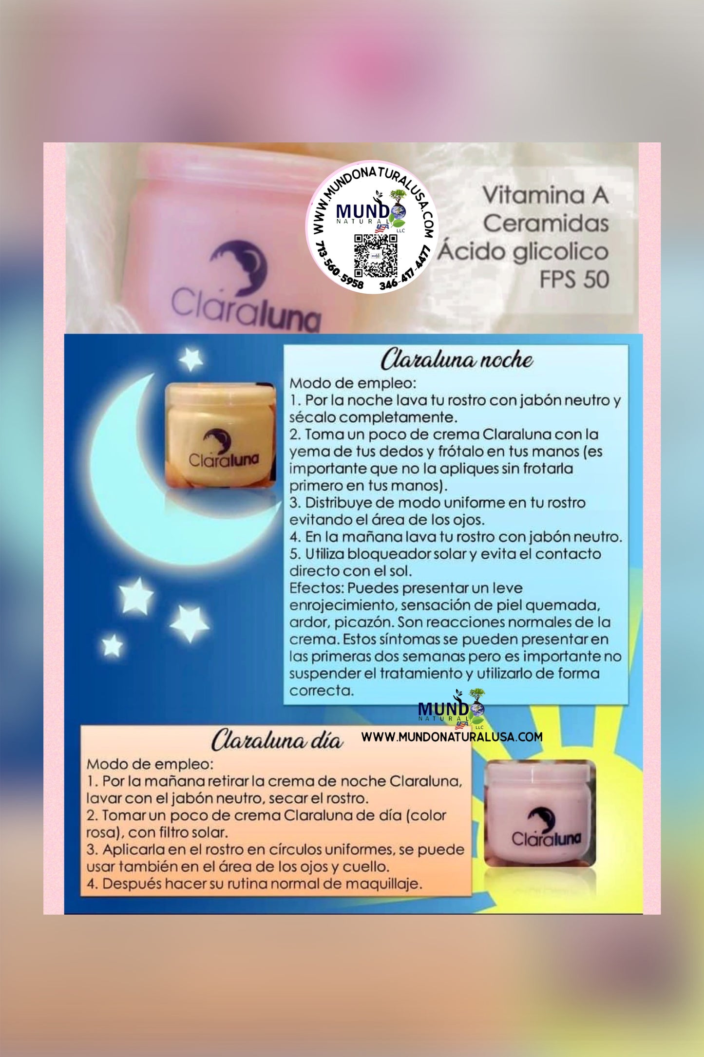 1- ClaraLuna crema facial día y noche