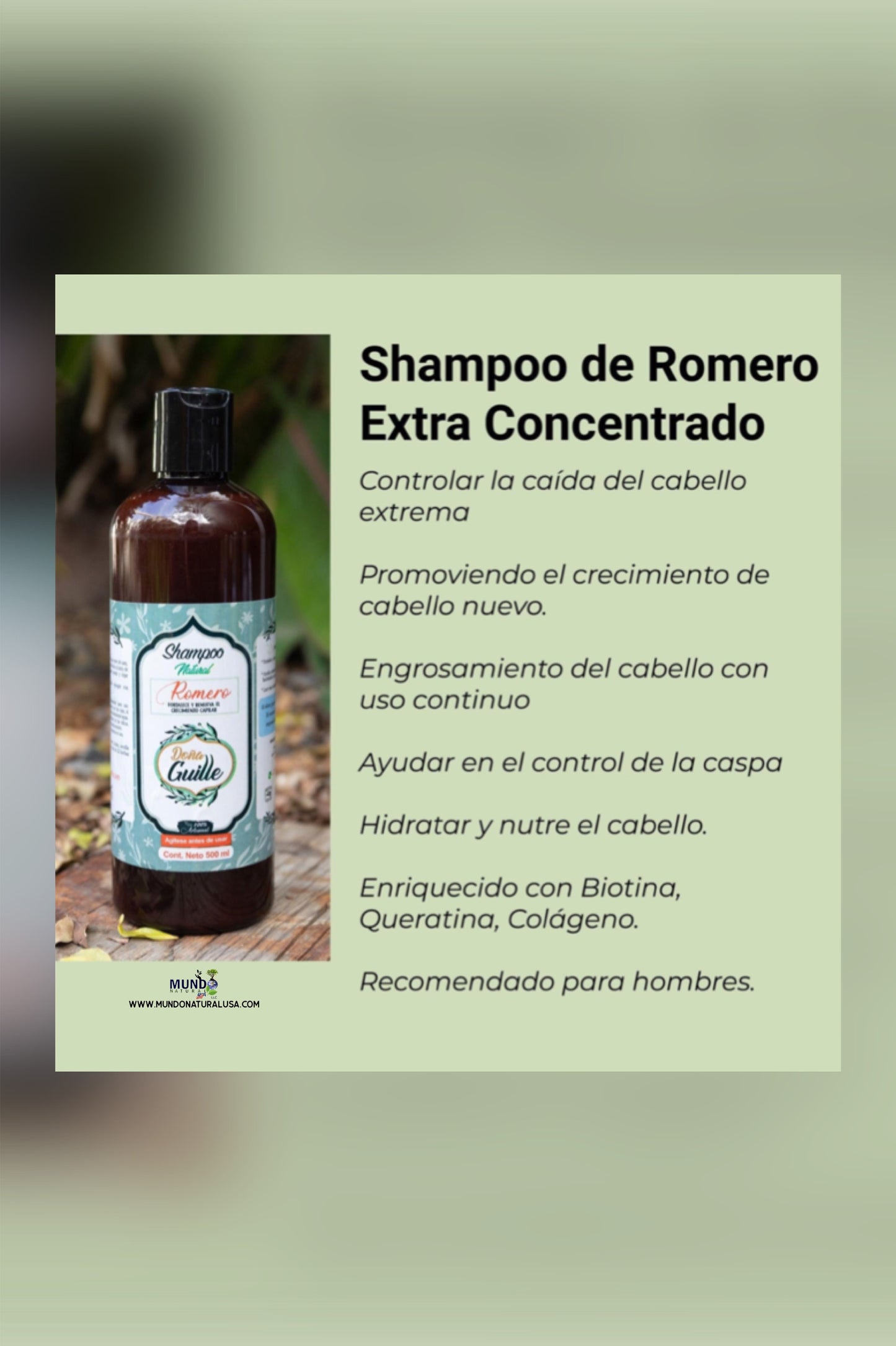 Romero Shampoo extra concentrado + Concentrado de Biotina y Colágeno